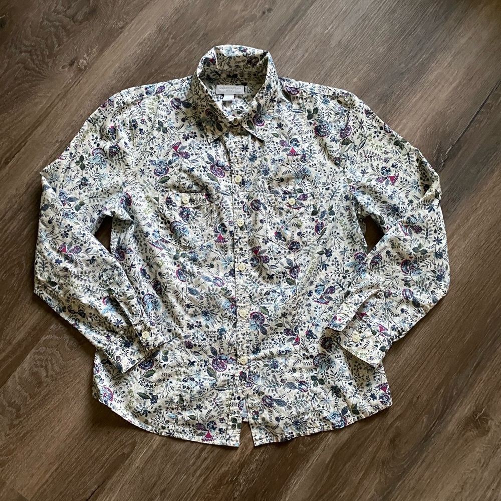 Charter Club Long Sleeve Floral Print Blouse, Size 6P